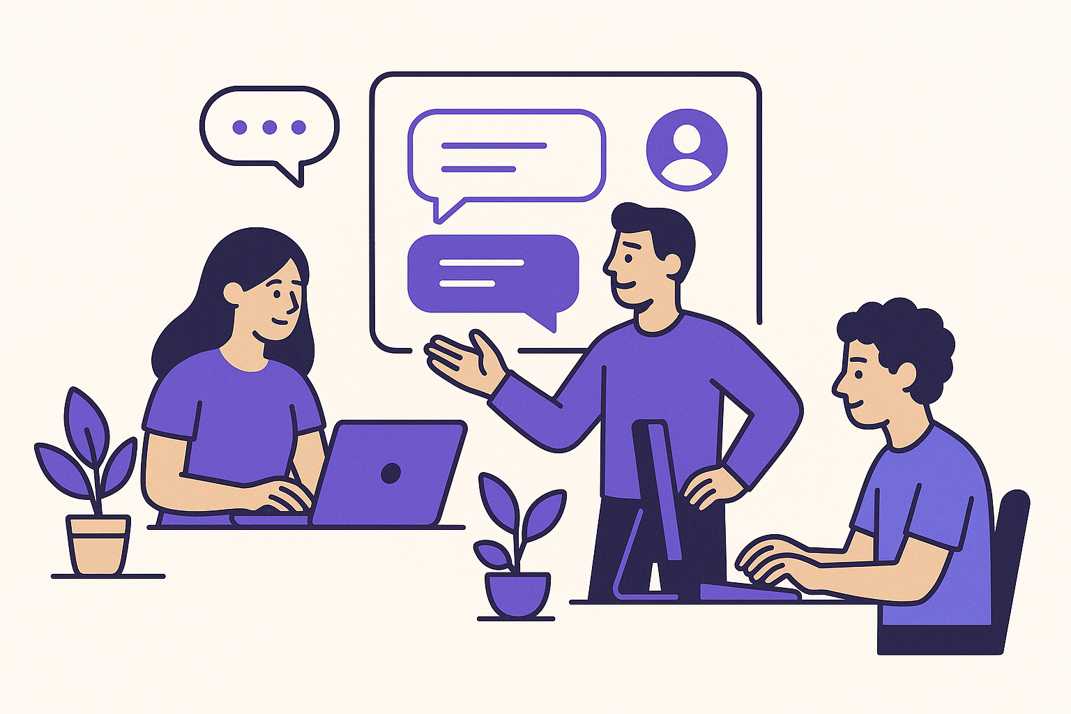 Sohbet platformları üzerinde çalışan bir ekip